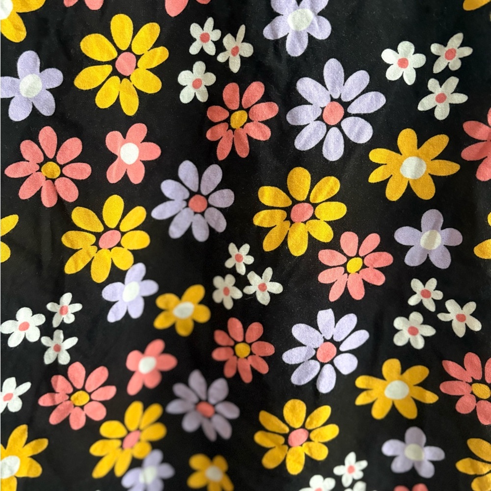 Women's Floral Button-Up Top - Black with Multicolor Flowers - Picture 5 of 6